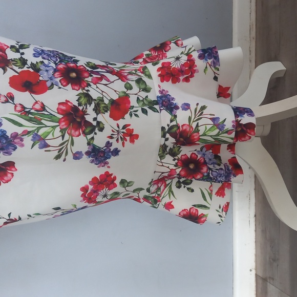 ASOS floral asymmetrical mermaid midi dress (Size 10) - Picture 3 of 9